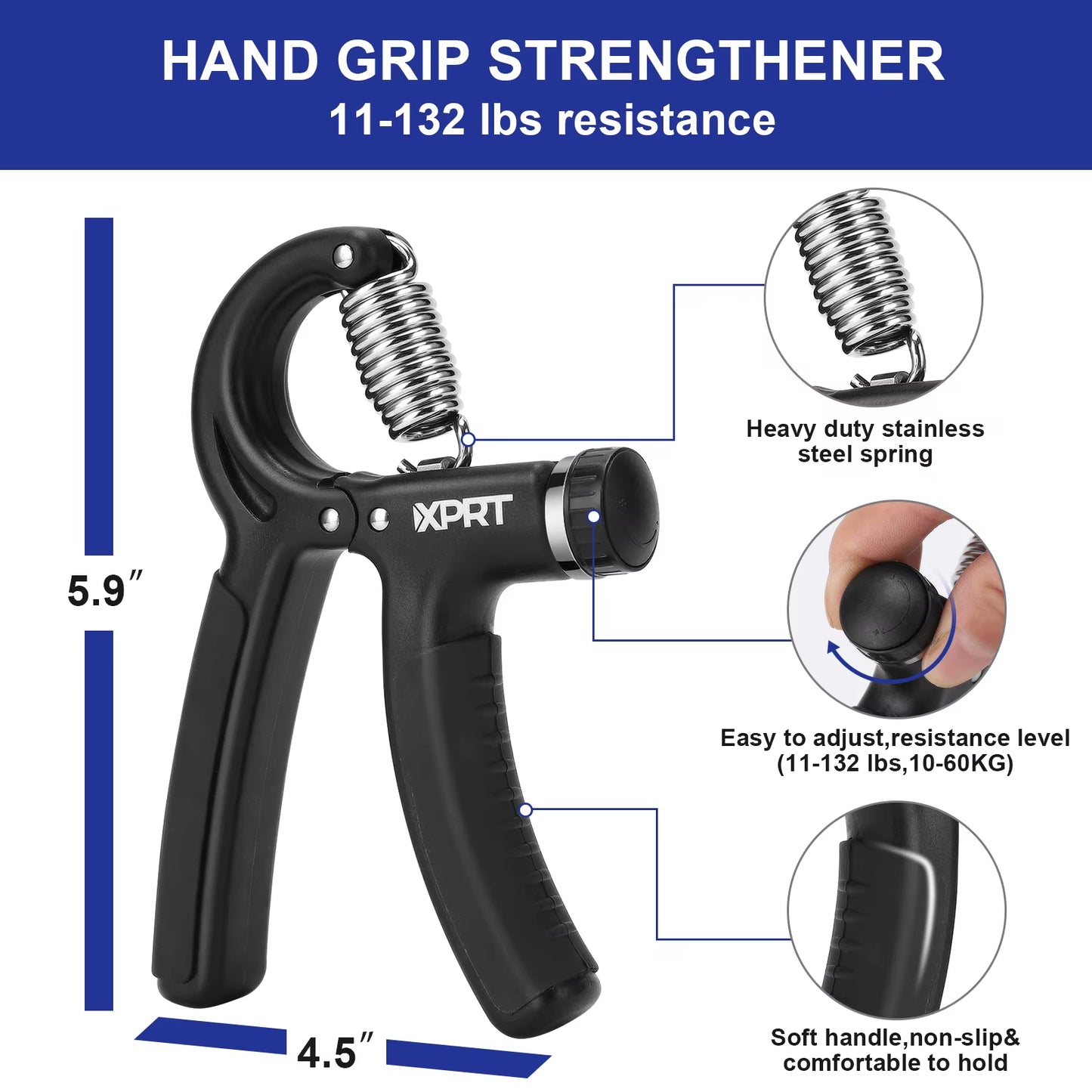 Gym at Home Home Fitness Muscle Exercise Strength Trainer Adjustable Five Pieces Hand Strengthener Workout Kit