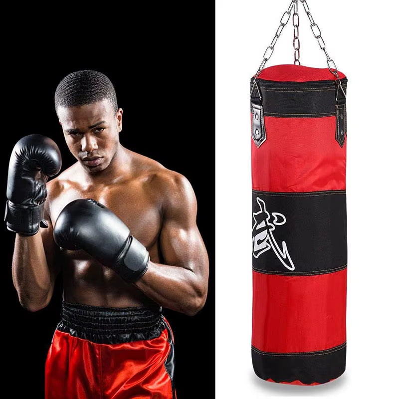 Punch Sandbag Durable Boxing Heavy Punch Bag with Metal Chain Hook Carabiner Fitness Training Hook Kick Fight Karate Taekwondo