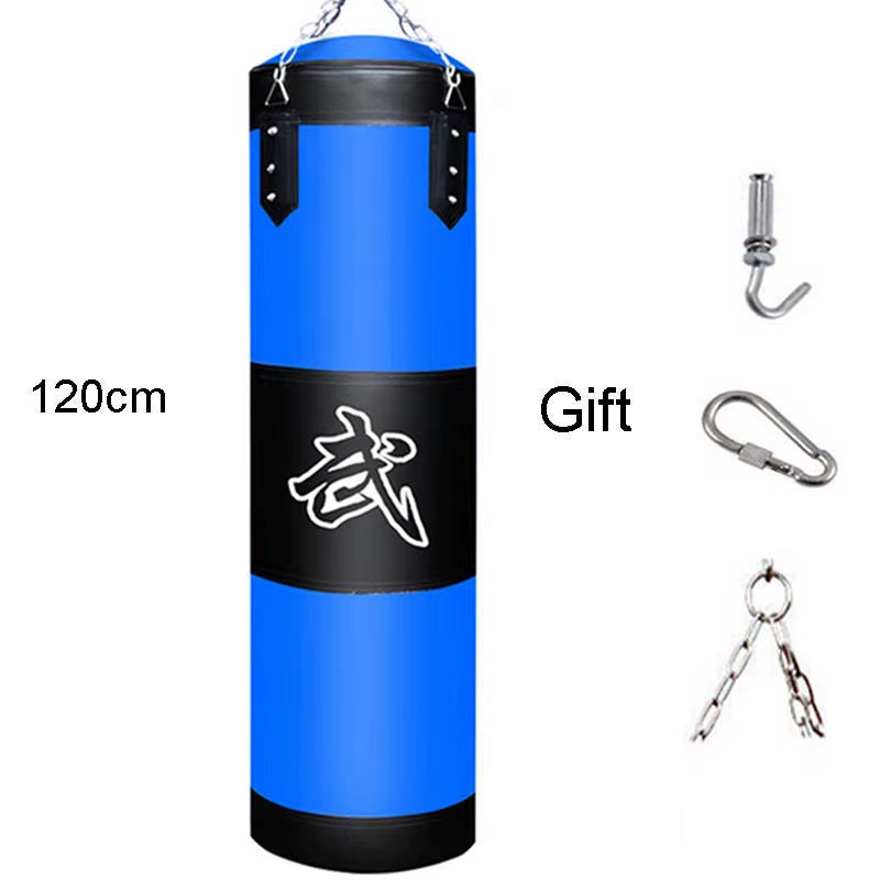 Punch Sandbag Durable Boxing Heavy Punch Bag with Metal Chain Hook Carabiner Fitness Training Hook Kick Fight Karate Taekwondo
