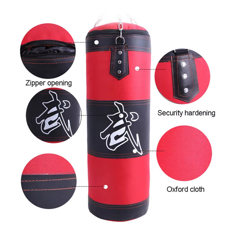 Punch Sandbag Durable Boxing Heavy Punch Bag with Metal Chain Hook Carabiner Fitness Training Hook Kick Fight Karate Taekwondo