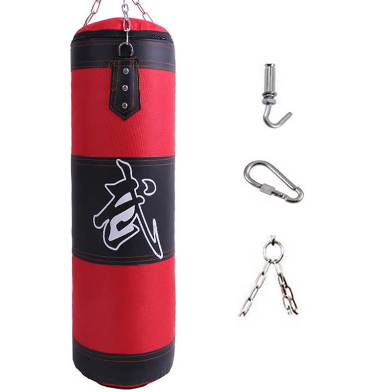 Punch Sandbag Durable Boxing Heavy Punch Bag with Metal Chain Hook Carabiner Fitness Training Hook Kick Fight Karate Taekwondo