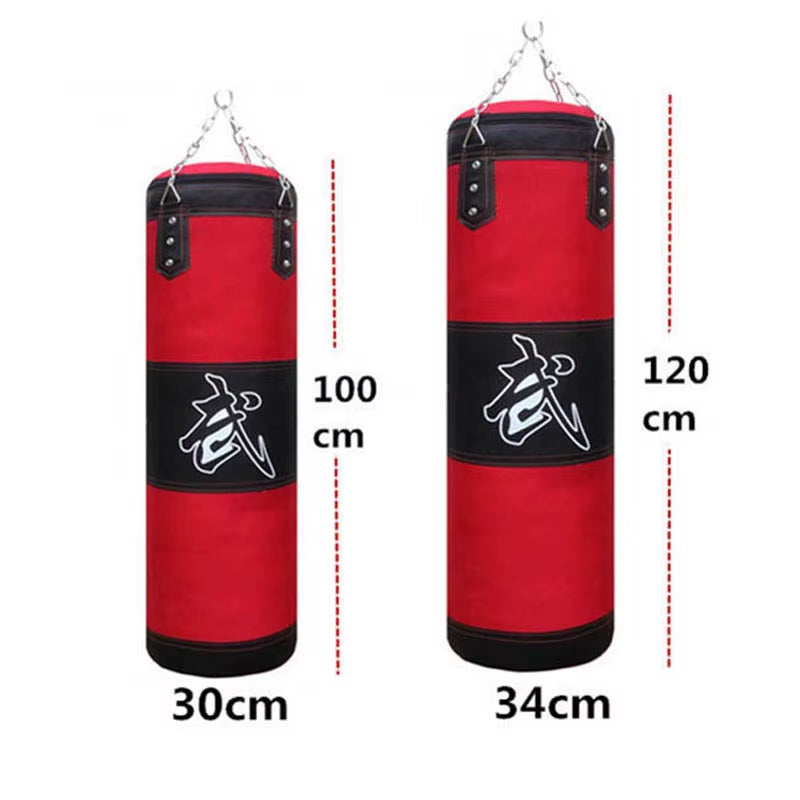 Punch Sandbag Durable Boxing Heavy Punch Bag with Metal Chain Hook Carabiner Fitness Training Hook Kick Fight Karate Taekwondo
