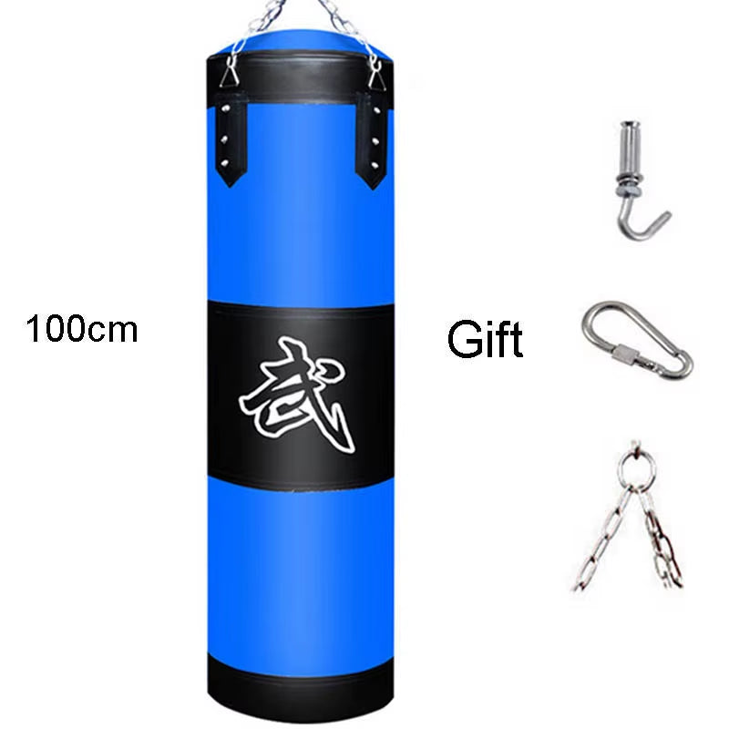 Punch Sandbag Durable Boxing Heavy Punch Bag with Metal Chain Hook Carabiner Fitness Training Hook Kick Fight Karate Taekwondo