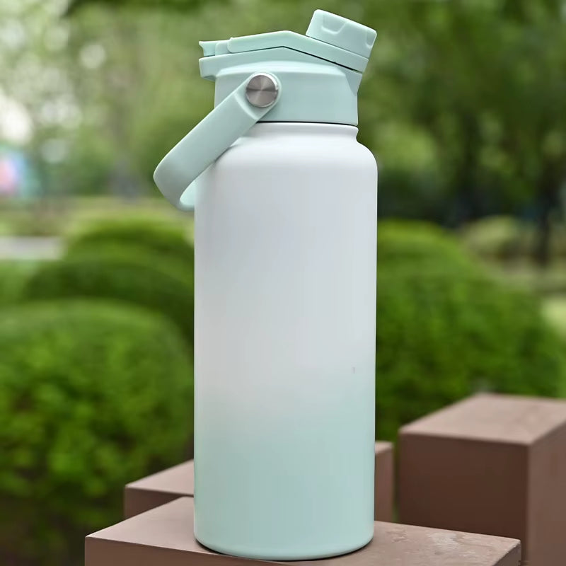 Custom Logo 1L Stainless Steel Double Wall Insulated Vacuum Flask 18Oz 32Oz Powder Coated Sports Water Bottles