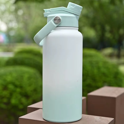 Custom Logo 1L Stainless Steel Double Wall Insulated Vacuum Flask 18Oz 32Oz Powder Coated Sports Water Bottles