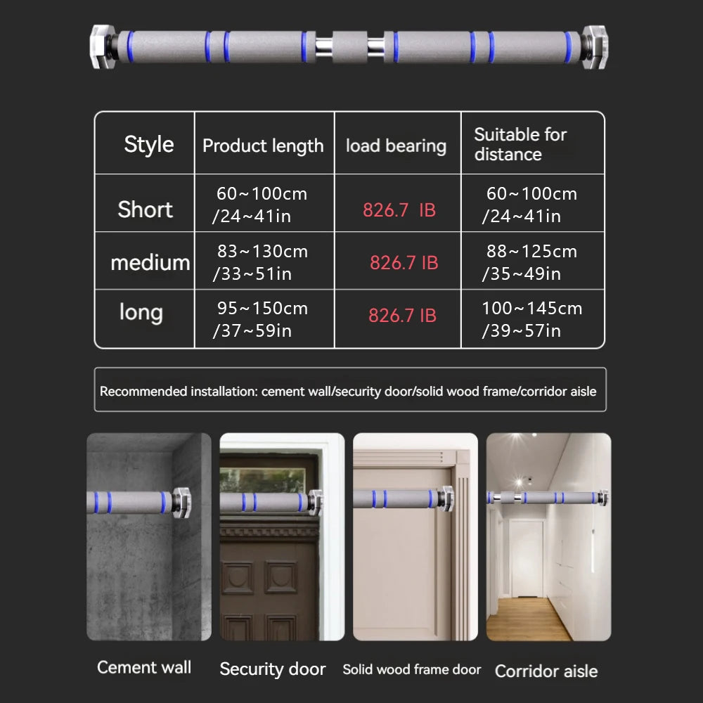 Telescopic Doorway Pull up Bar Non-Slip Chin-Up Fitness Equipment Adjustable Home Gym Strength Training Heavy Duty for Men Women