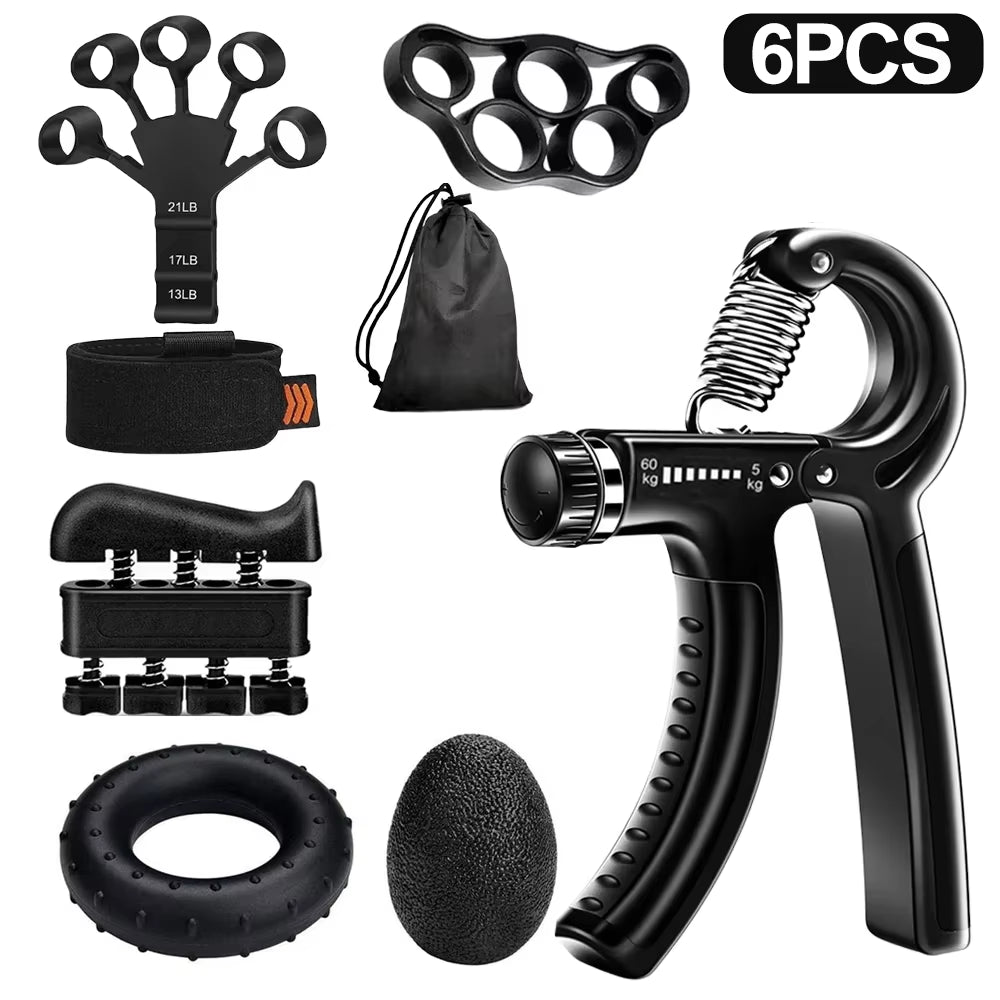 5-60Kg Adjustable Hand Grip Strength Strengthener Trainer Full Set with Counter Wrist Forearm and Hand Exerciser for Muscle