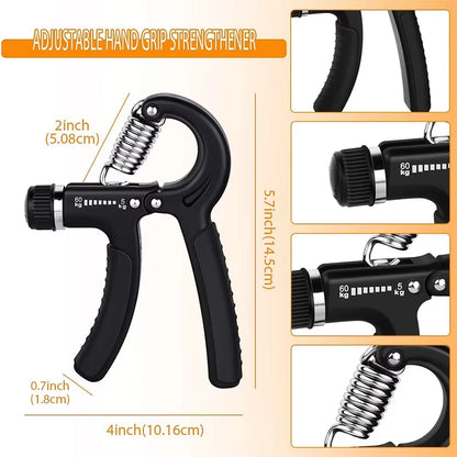 5-60Kg Adjustable Hand Grip Strength Strengthener Trainer Full Set with Counter Wrist Forearm and Hand Exerciser for Muscle