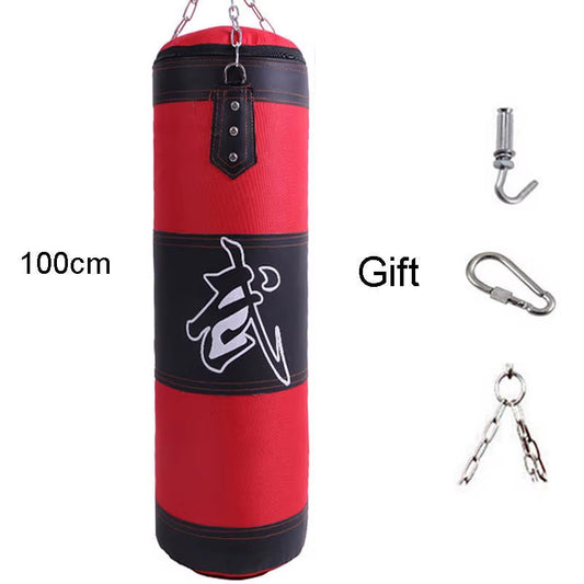 Punch Sandbag Durable Boxing Heavy Punch Bag with Metal Chain Hook Carabiner Fitness Training Hook Kick Fight Karate Taekwondo