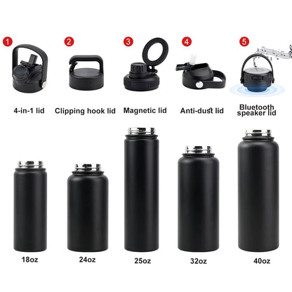 Custom Logo 1L Stainless Steel Double Wall Insulated Vacuum Flask 18Oz 32Oz Powder Coated Sports Water Bottles