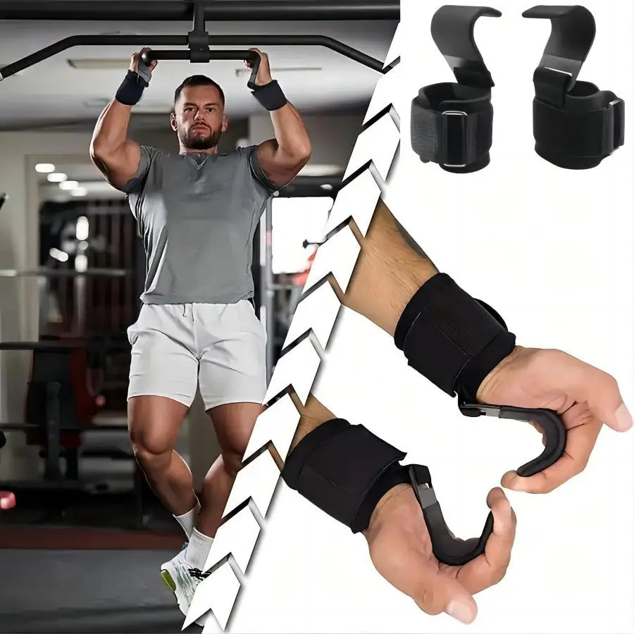 Weight Lifting Wrist Hooks Straps for Maximum Grip Support - Deadlift Gloves&Grip Pads Alternative in Fitness Gym Power Training
