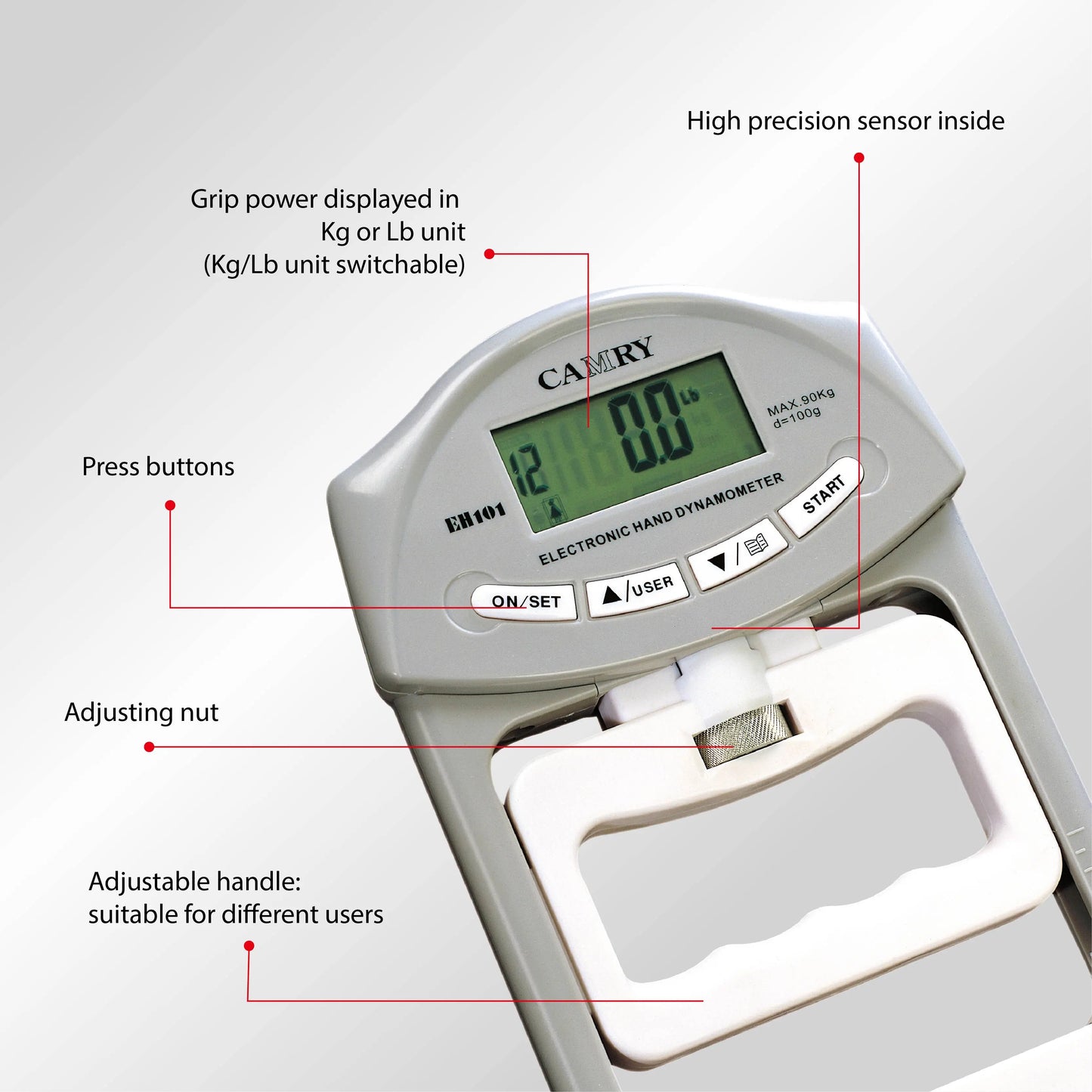 Home Portable Muscle Finger Strengthener Electronic Digital Adjustable Hand Dynamometers Grip Trainer Gripper Strength Tester