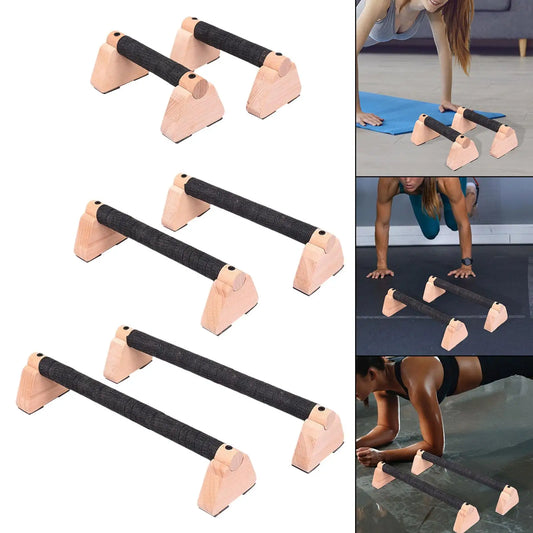 2X Wood Push up Bar Handles Heavy Duty Non Slip Accessories Exercise Brackets Parallettes Bar for Home Gym Shoulder Triceps