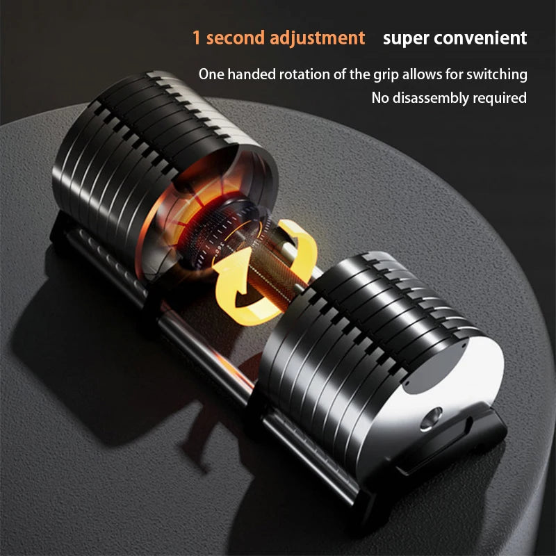 Electroplated Dumbbells, Professional Gym Fitness Dumbbells, Internal Rotation, 32Kg Weight, Adjustable, 4Kg Increase, 2024