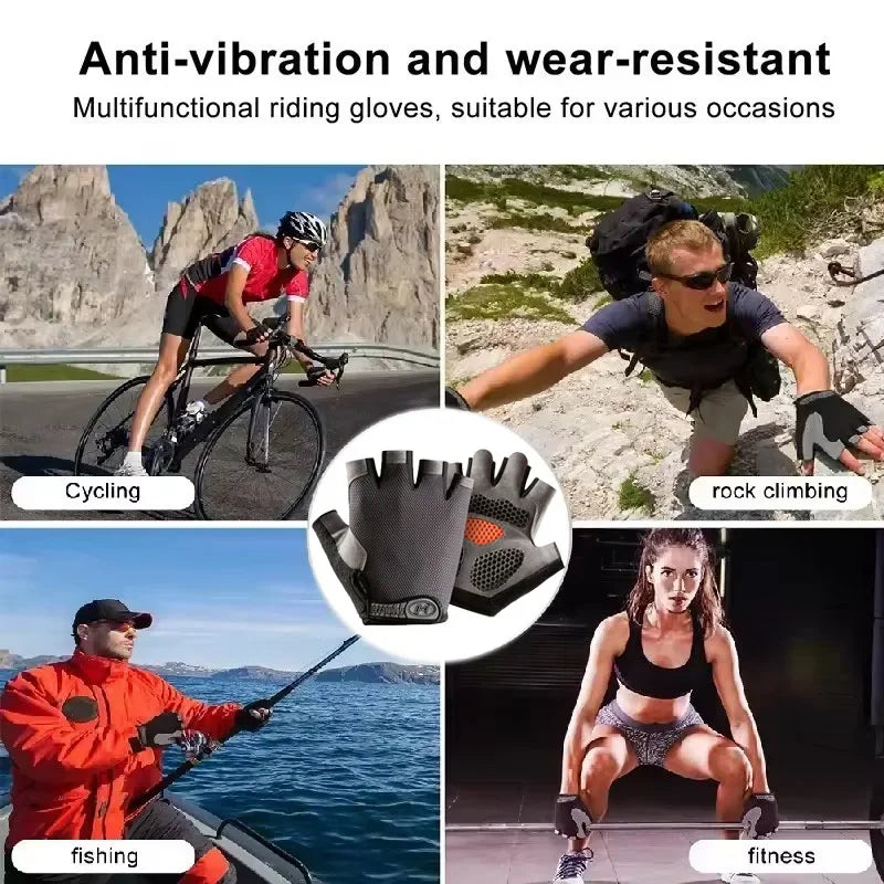 Men'S Breathable Anti-Slip Cycling Bicycle Gloves Half Finger Women'S Gym Mitten Fitness Sport Training Fitness Gloves
