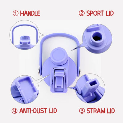 Custom Logo 1L Stainless Steel Double Wall Insulated Vacuum Flask 18Oz 32Oz Powder Coated Sports Water Bottles