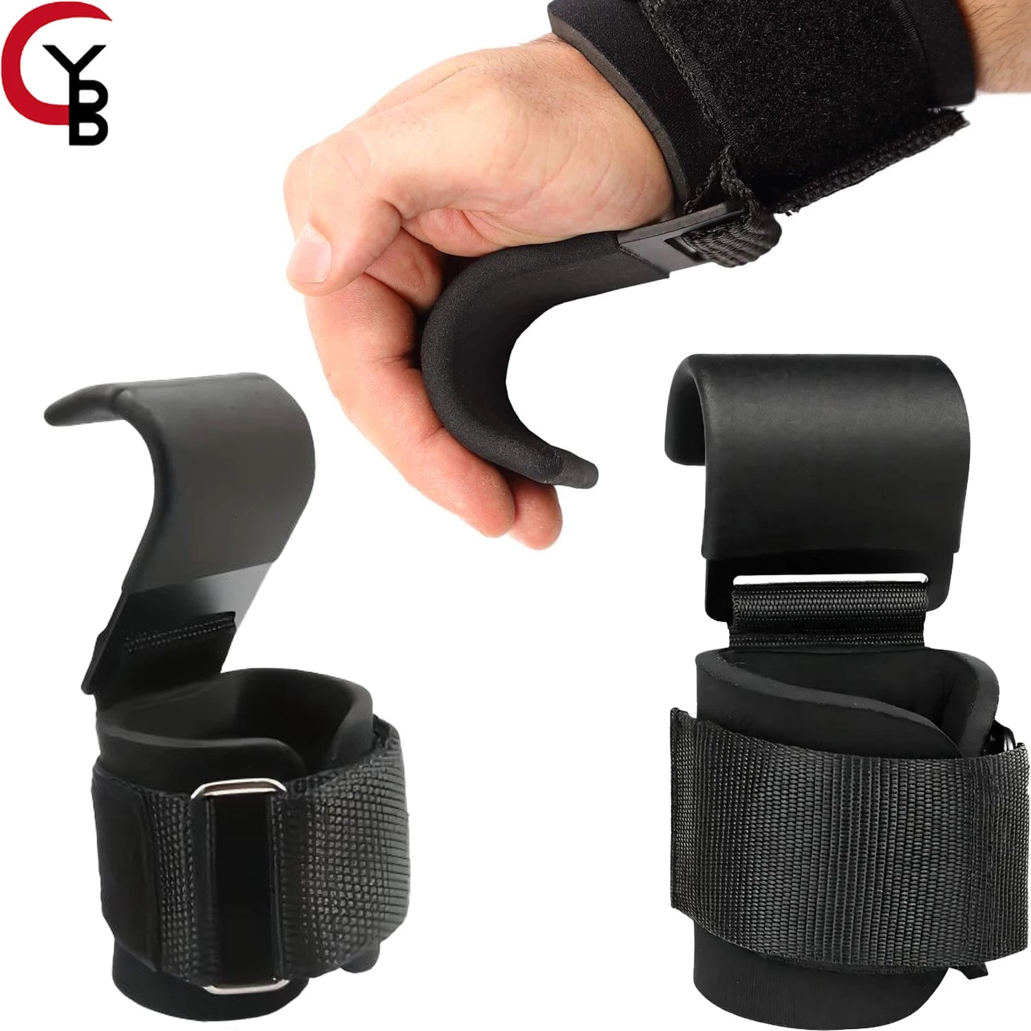 Weight Lifting Wrist Hooks Straps for Maximum Grip Support - Deadlift Gloves&Grip Pads Alternative in Fitness Gym Power Training